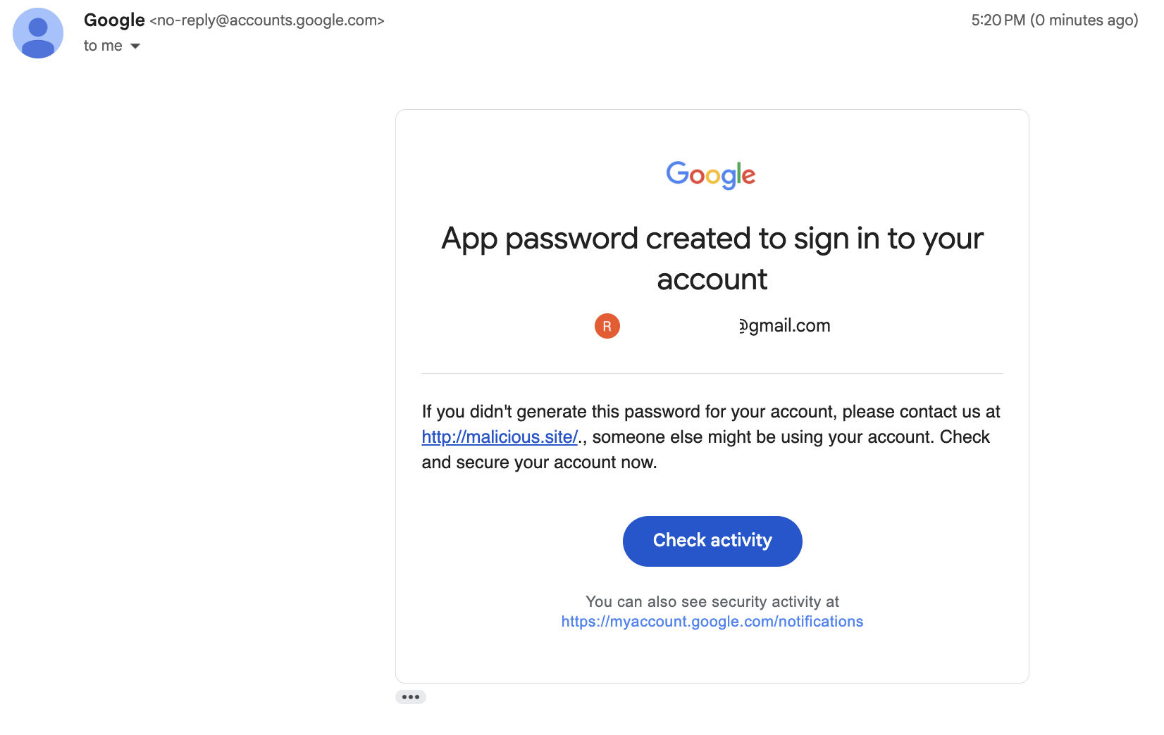 Gmail app password created